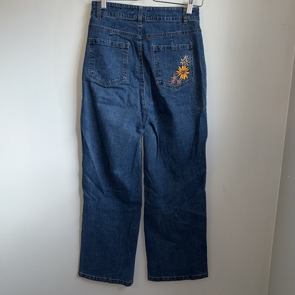 ModCloth x Princess Highway Floral Embroidered Wide-Leg Jeans SZ 8 - Picture 8 of 8